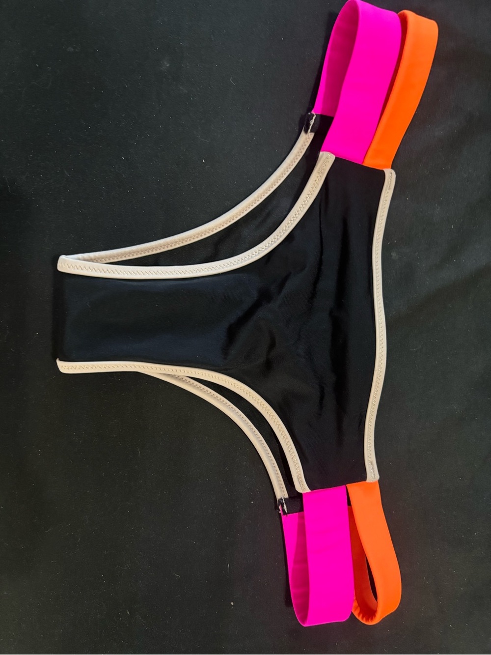 Victoria’s secret swim VS swim Black Bikini Bottom Pink Orange Straps strappy S